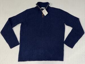 Collars & Co. Luxury Wool Blend Sweater 1/4 Zip Navy Blue Men’s Medium NWT